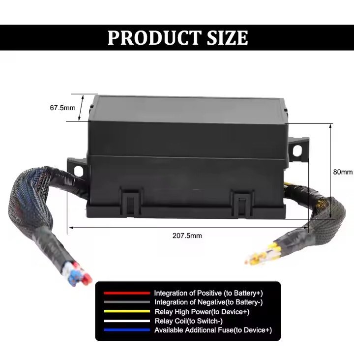 Waterproof 12V Auto Fuse Relay Block Universal Fuse and Relay Box 11 Way Fuse Relay Box Block With Wires for Boat Marine RV