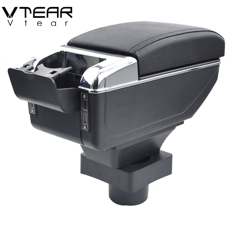 Vtear for Citroen C4 Armrest USB Charging Heighten Double Layer Storage Box Central Store Content Arm Rest Car Accessories Part