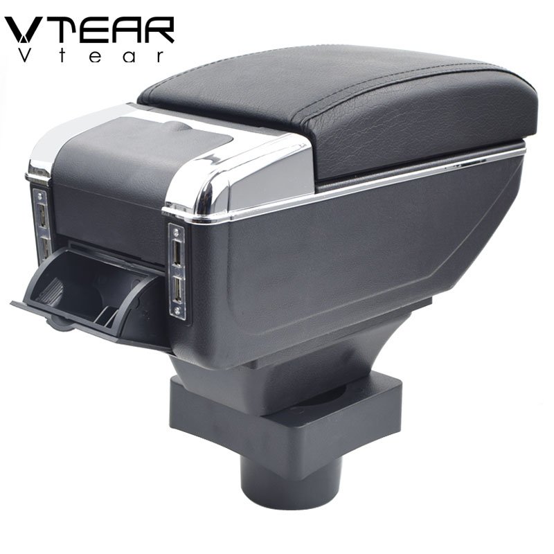 Vtear for Citroen C4 Armrest USB Charging Heighten Double Layer Storage Box Central Store Content Arm Rest Car Accessories Part