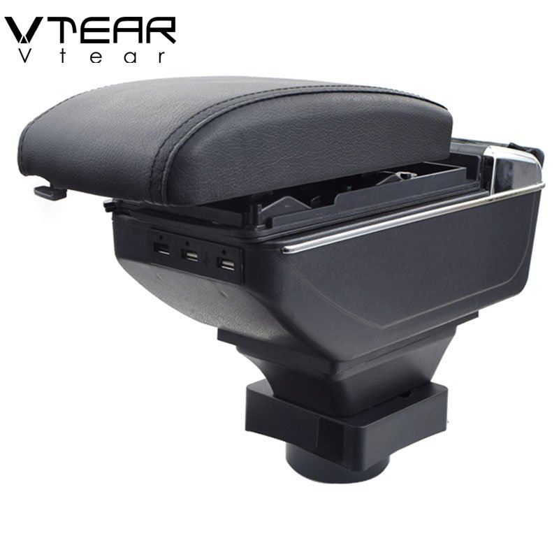 Vtear for Citroen C4 Armrest USB Charging Heighten Double Layer Storage Box Central Store Content Arm Rest Car Accessories Part