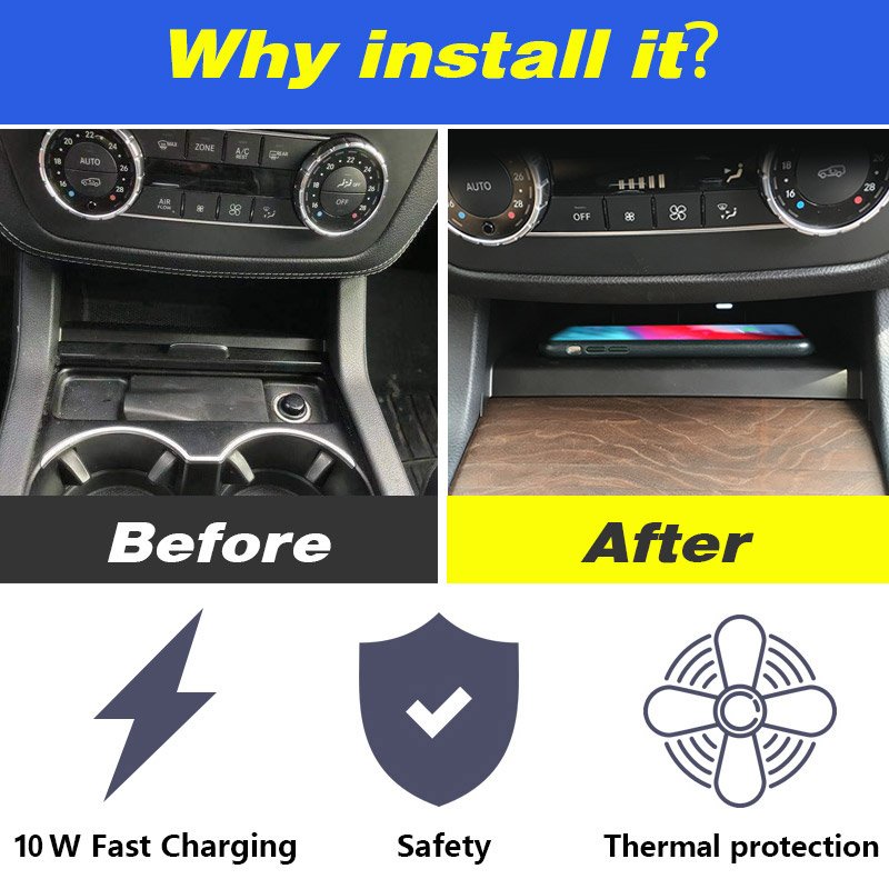 Car Wireless Charger for Mercedes Benz GLE W166 C292/ GLS X166 10W Fast Phone Charging Plate Interior Accessories 2018-2015