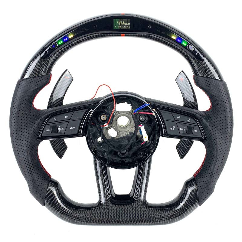 Car Accessories LED RPM Steering Wheel For Audi 2015-2016 A3 A4L A4B9 A5 A6 RS4 RS5 RS6 RS7Custom Carbon Fiber Paddle Shift