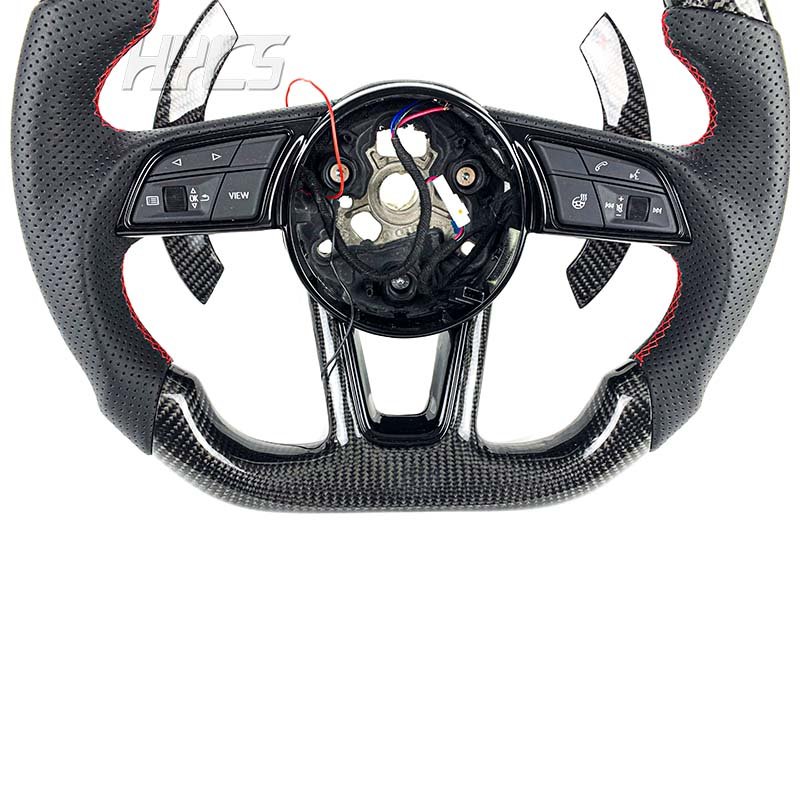 Car Accessories LED RPM Steering Wheel For Audi 2015-2016 A3 A4L A4B9 A5 A6 RS4 RS5 RS6 RS7Custom Carbon Fiber Paddle Shift