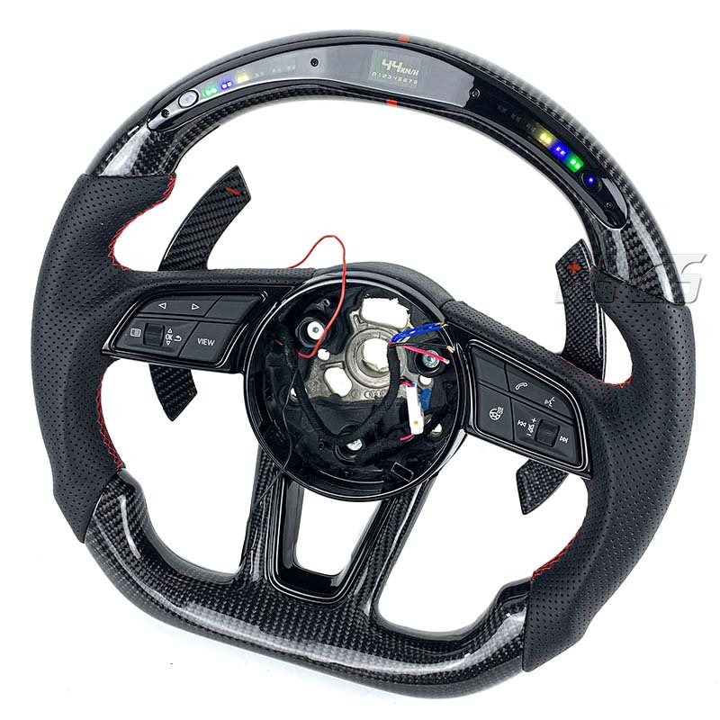 Car Accessories LED RPM Steering Wheel For Audi 2015-2016 A3 A4L A4B9 A5 A6 RS4 RS5 RS6 RS7Custom Carbon Fiber Paddle Shift