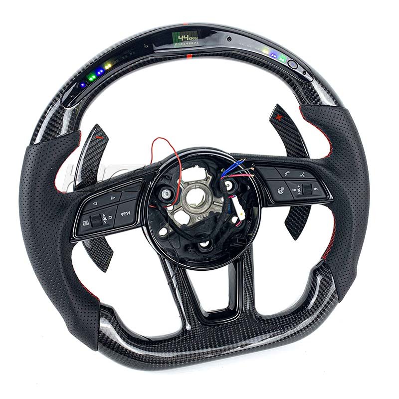 Car Accessories LED RPM Steering Wheel For Audi 2015-2016 A3 A4L A4B9 A5 A6 RS4 RS5 RS6 RS7Custom Carbon Fiber Paddle Shift