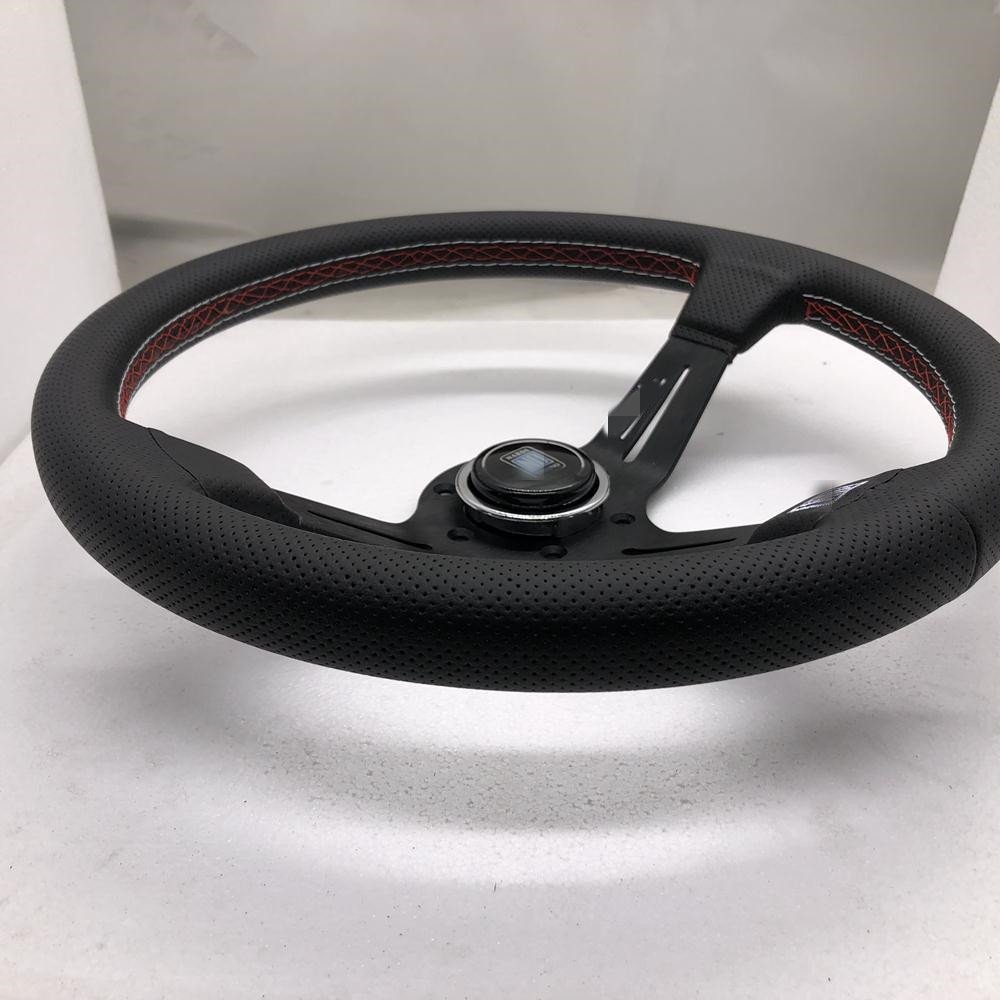 TRAPLY Racing Deep Dish Custom Universal Sports Drift Leather Suede 350mm Race Car JDM Steering Wheels