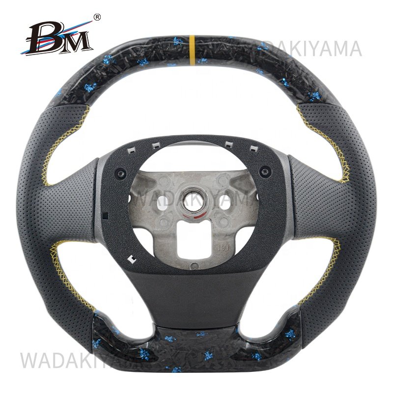 Forged Blue Carbon Fiber Steering Wheels For Chevrolet CORVETTE C6 2012 to 2013 Perforated Leather Car Accessories By BM