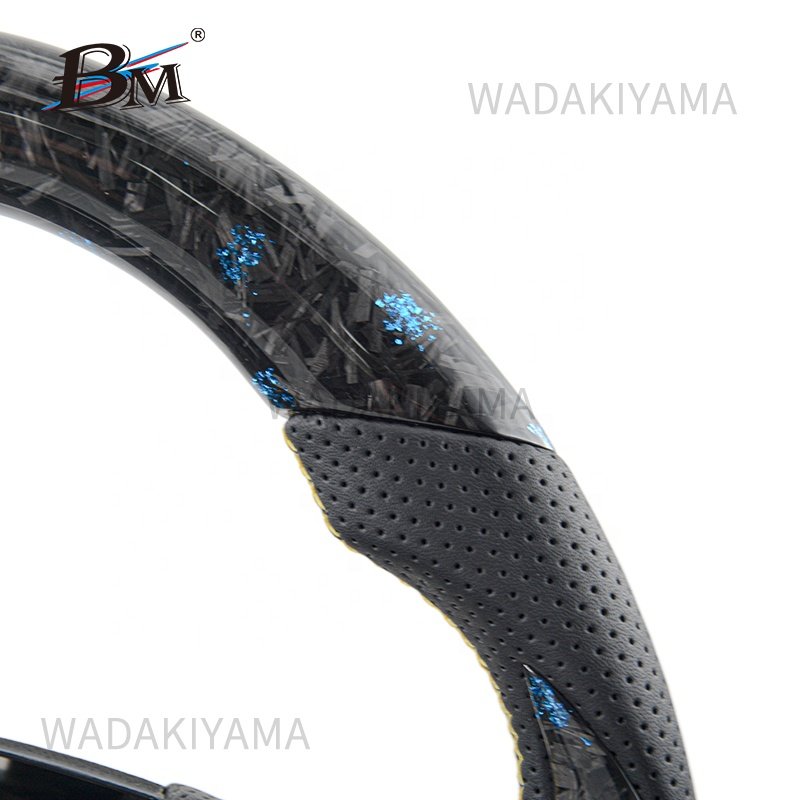 Forged Blue Carbon Fiber Steering Wheels For Chevrolet CORVETTE C6 2012 to 2013 Perforated Leather Car Accessories By BM