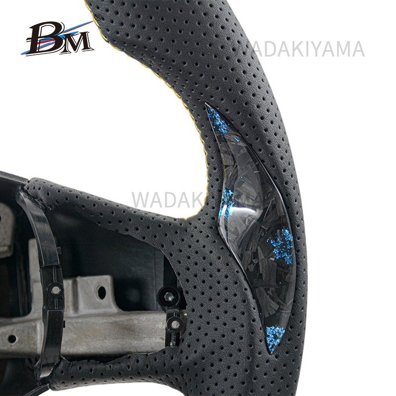 Forged Blue Carbon Fiber Steering Wheels For Chevrolet CORVETTE C6 2012 to 2013 Perforated Leather Car Accessories By BM