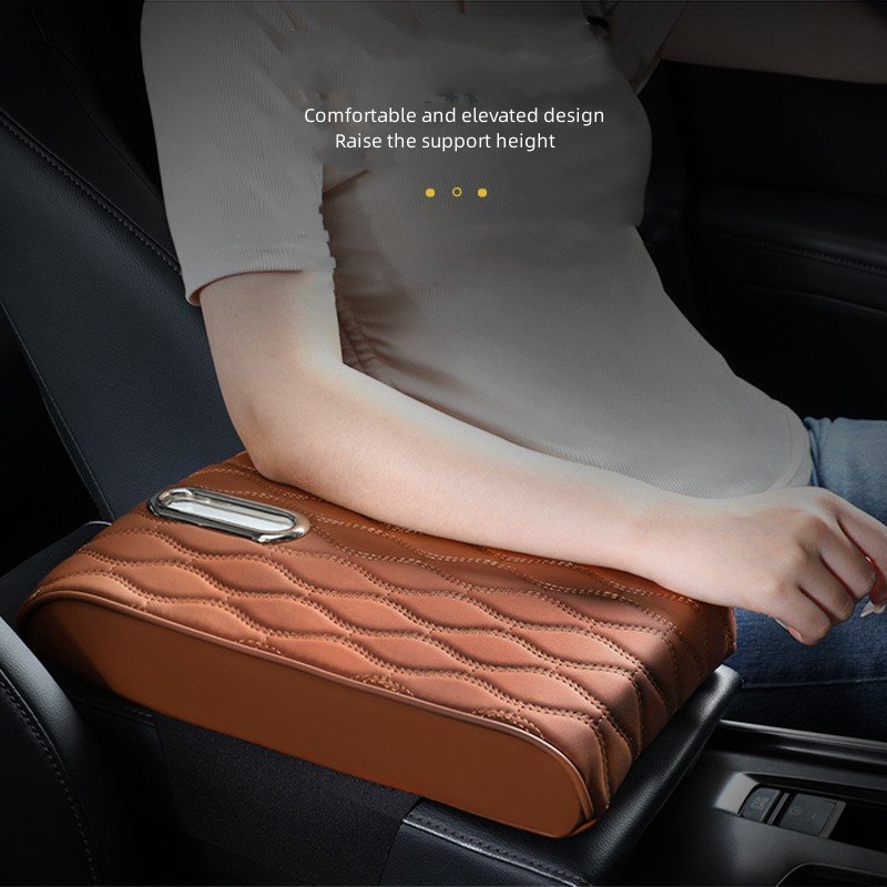 Memory Foam Extender Cushion Protector Tissue Holder Facial Napkin Holder Leather Armrest Box Mat Car Center Console Box Cover