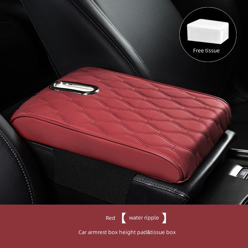 Memory Foam Extender Cushion Protector Tissue Holder Facial Napkin Holder Leather Armrest Box Mat Car Center Console Box Cover