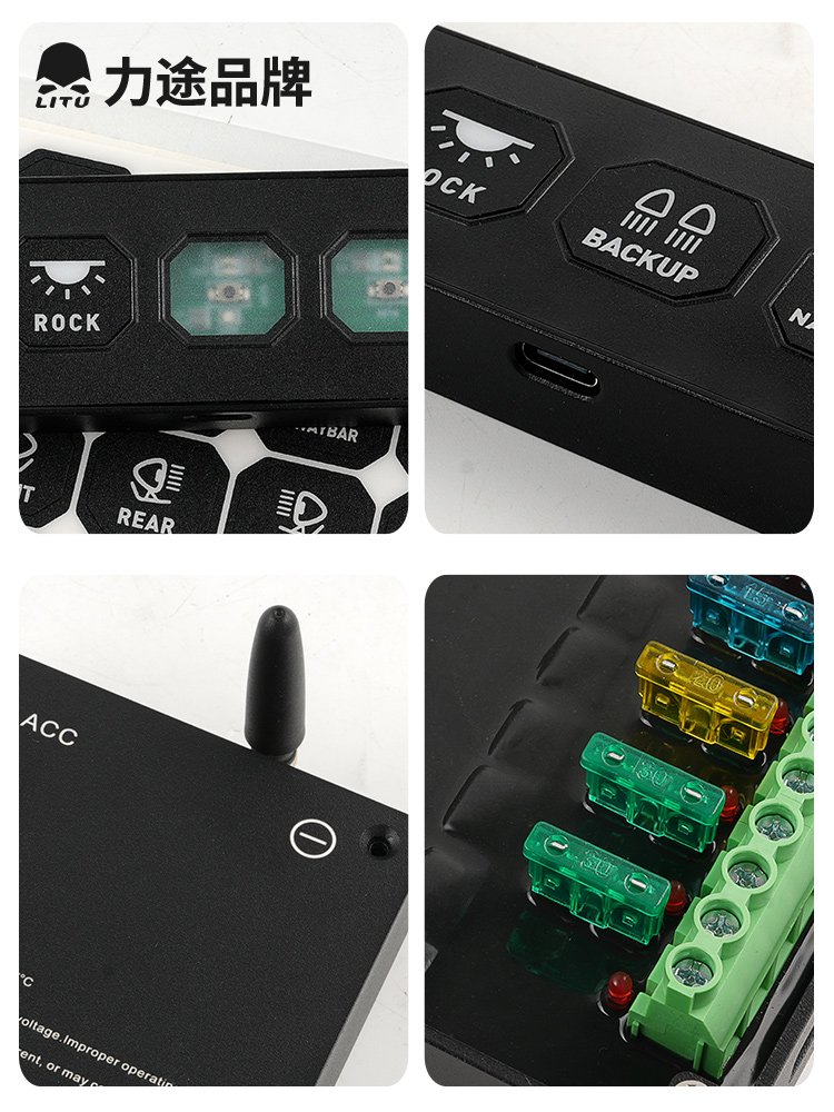 Universal Electronic Relay System Circuit Control Box LED On-Off Car Switch Panel 6 Gang Switch Panel for Car Partol