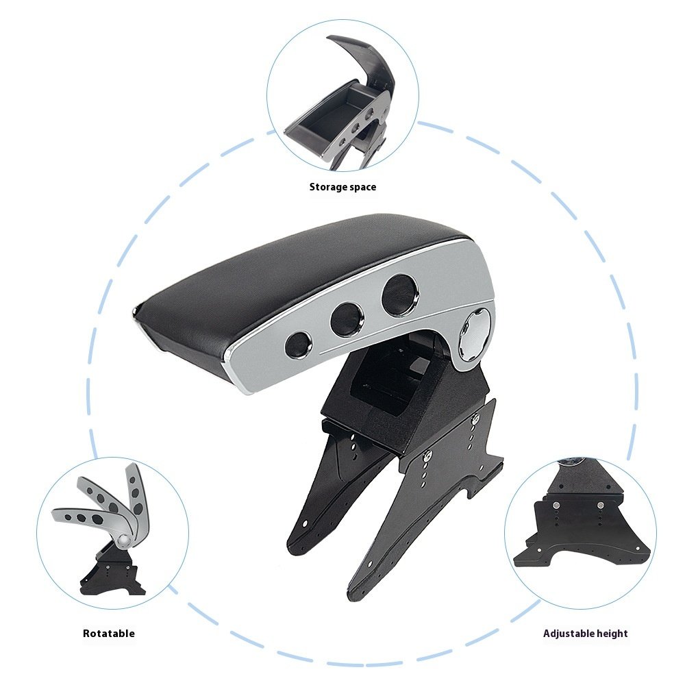 Universal 90° Rotating Car Handrail Box with Central Armrest Punch-Free Storage Cup Holder Foreign Trade