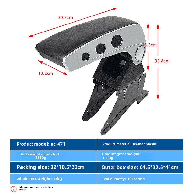 Universal 90° Rotating Car Handrail Box with Central Armrest Punch-Free Storage Cup Holder Foreign Trade