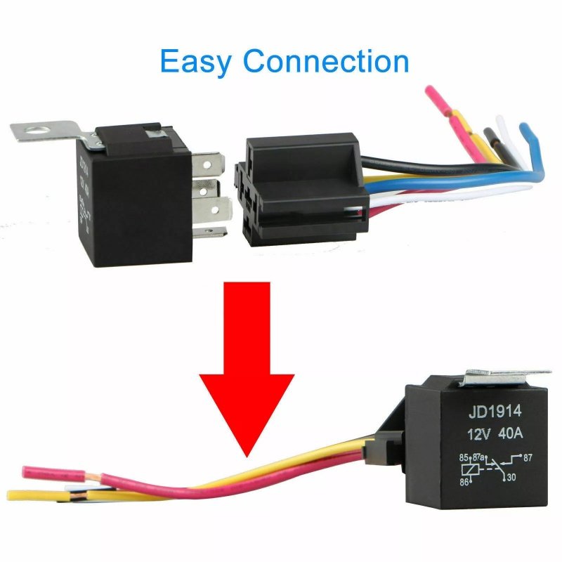 80A 12V Automotive Relay with Harness Truck Motor Heavy Duty 5Pin Socket SPDT for Car Boat Outboard Motor