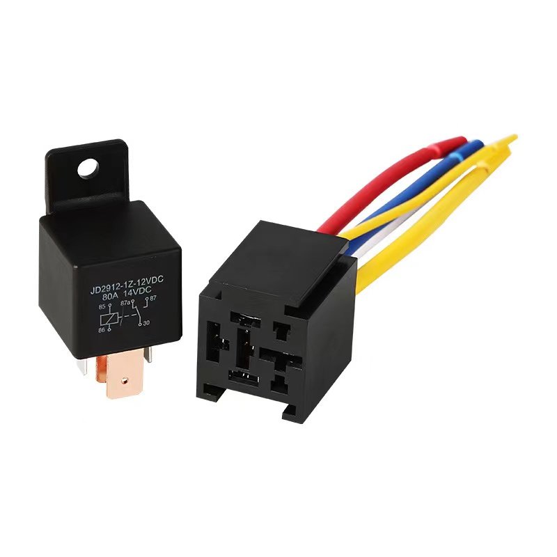 80A 12V Automotive Relay with Harness Truck Motor Heavy Duty 5Pin Socket SPDT for Car Boat Outboard Motor