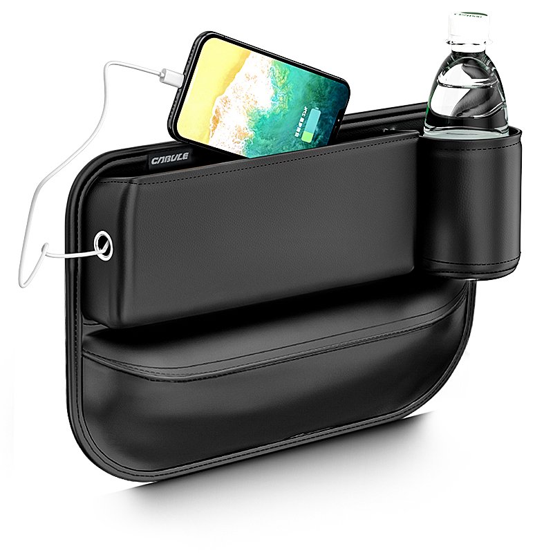 Hot Multi-functional Seam Universal Automatic Leather Storage Box, Car Storage tank Box with Water Cup Holder
