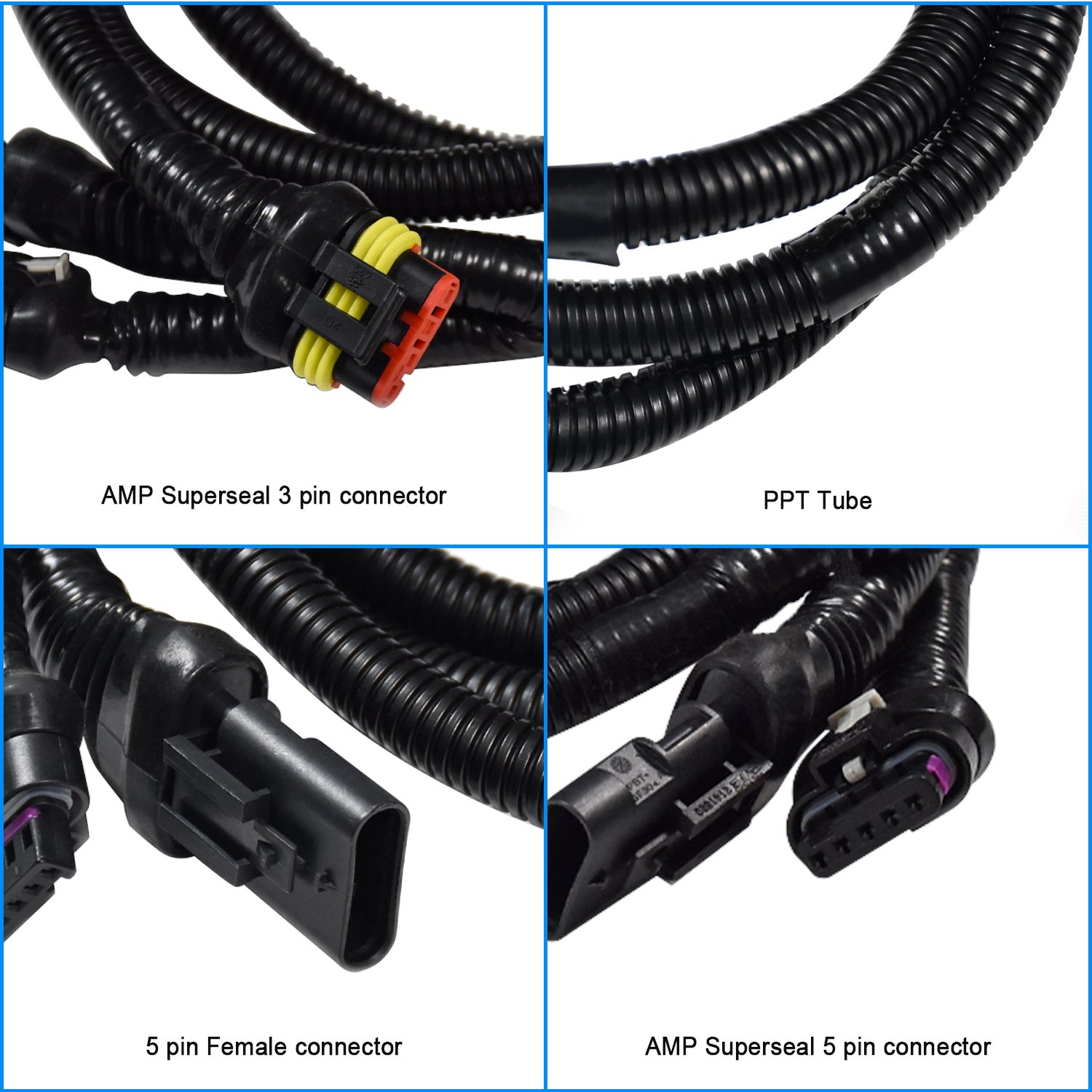 Automotive Wiring Harness Kit With LED Headlight Relay Fuse Copper Conductor PVC Insulation Automobile Electronic Applications