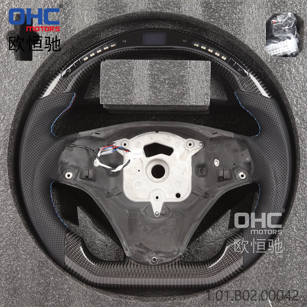 B-MW E90 LED Carbon Fiber Steering Wheel Fit for BMW 3 Series 335i E90 E91 E92 E93 M3 Racing Car Steering Wheel ohc motors