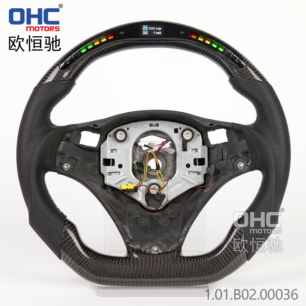 B-MW E90 LED Carbon Fiber Steering Wheel Fit for BMW 3 Series 335i E90 E91 E92 E93 M3 Racing Car Steering Wheel ohc motors