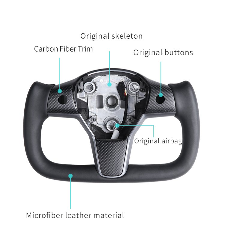 Racing Steering Wheel for Tesla Model 3 Yoke Matte Gloss Carbon Fiber Steering Wheel
