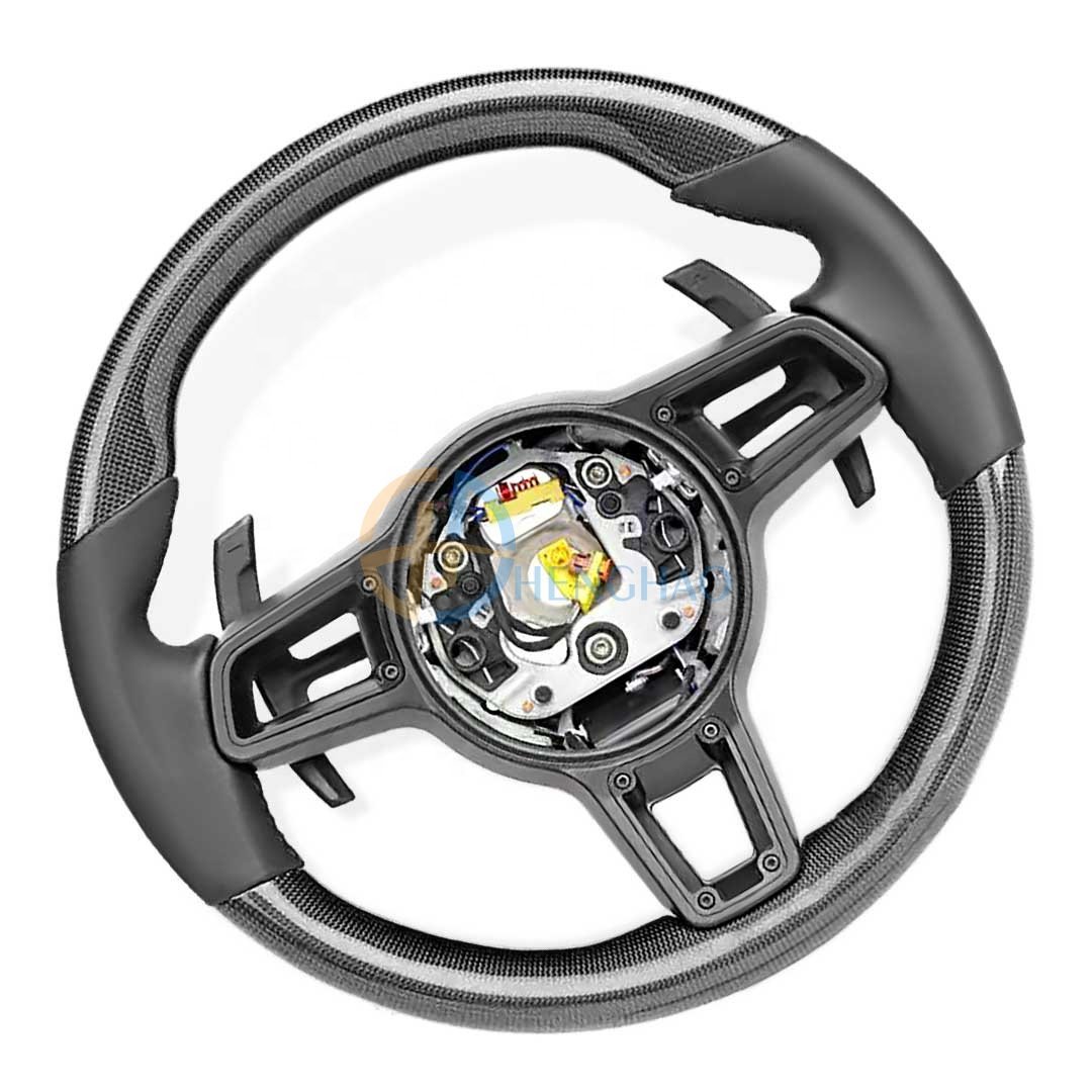 Factory wholesale price Carbon Fiber Steering Wheel For Porsche Cayenne Macan Cayman Boxster 718 991 911 Panamera Upgrade