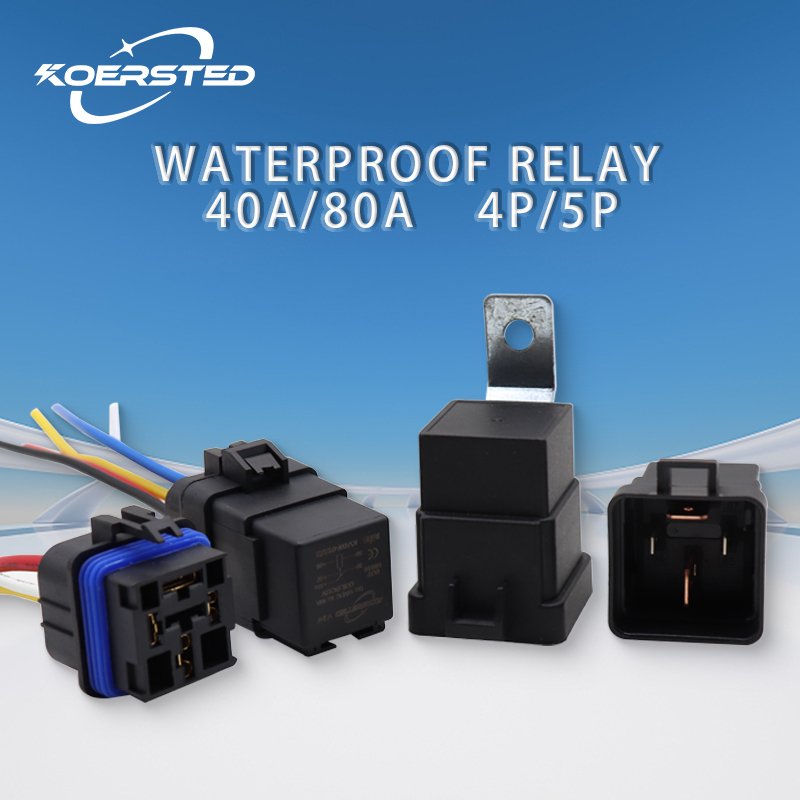 KKA-V4W Waterproof Automotive Relay, 12V 24V 40A 80A Car Relay, IP67 Waterproof Auto Relay 4P 5P