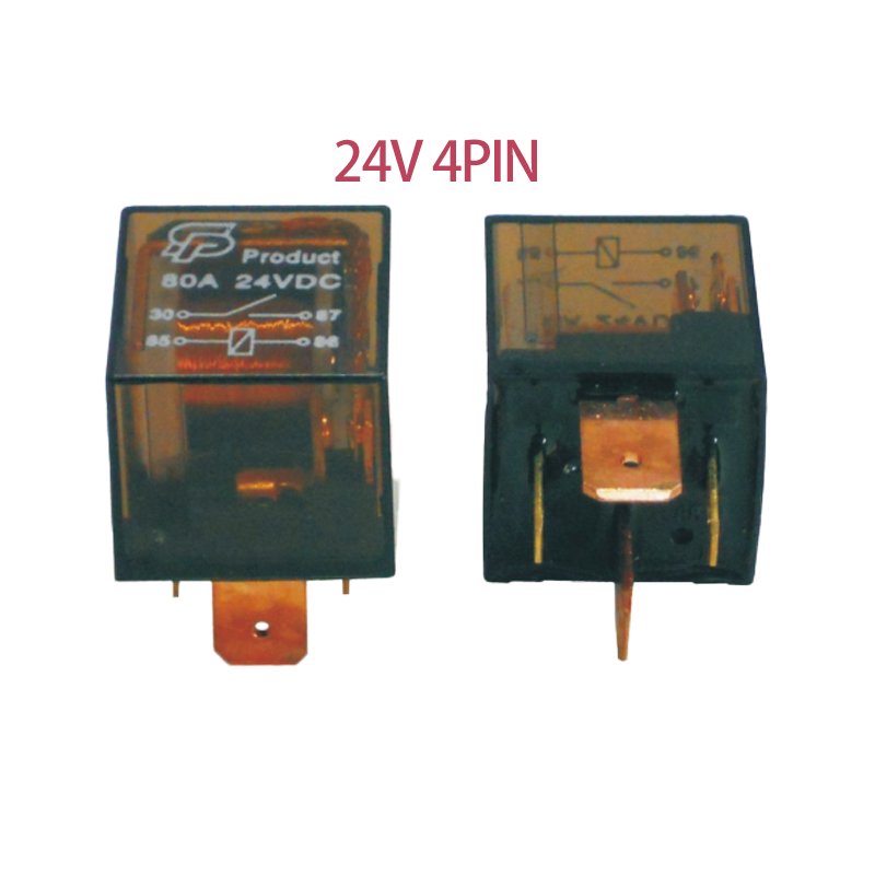 Wide Foot Automotive Car Relay 28x28x25.5mm 12V 24V (4 or 5 Pins) 80A Rated Isolation Current Auto Relay