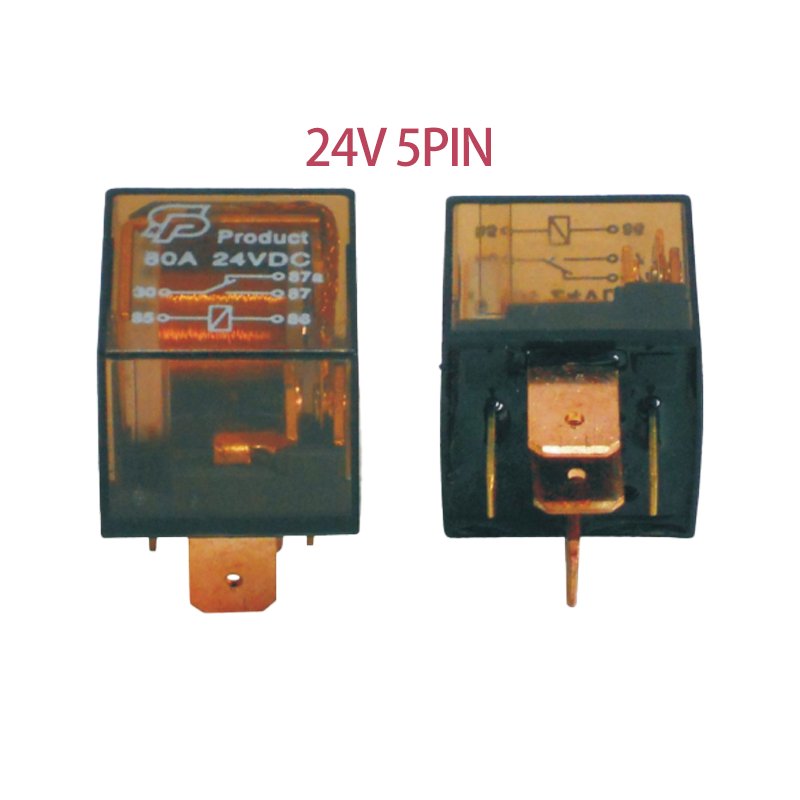 Wide Foot Automotive Car Relay 28x28x25.5mm 12V 24V (4 or 5 Pins) 80A Rated Isolation Current Auto Relay
