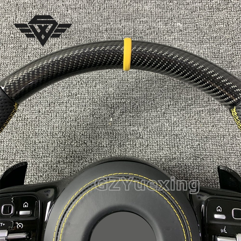 High Quality For Mercedes Benz 809AMG Carbon Fiber Yellow Stitching Black Button Circular Assembly Steering Wheel