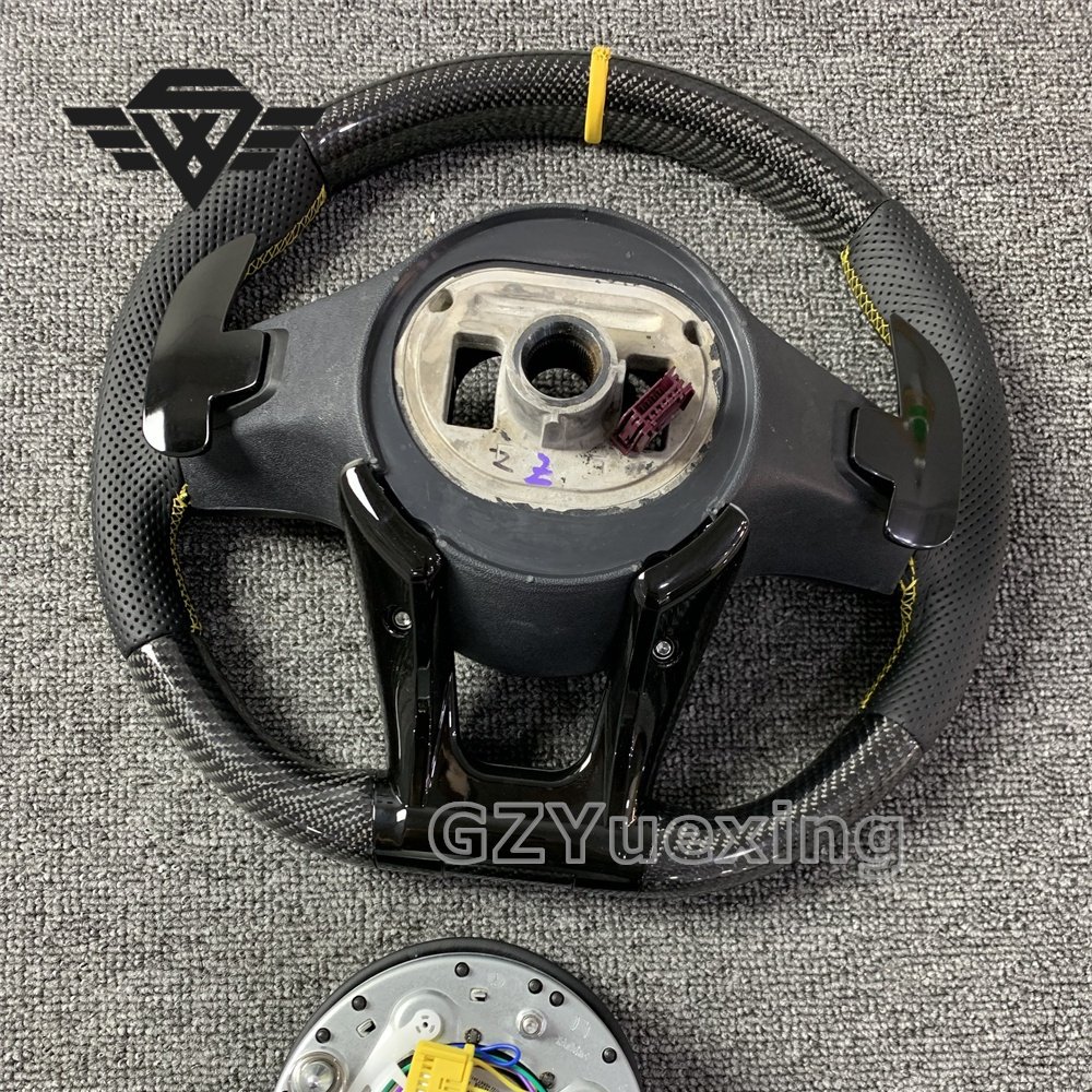 High Quality For Mercedes Benz 809AMG Carbon Fiber Yellow Stitching Black Button Circular Assembly Steering Wheel