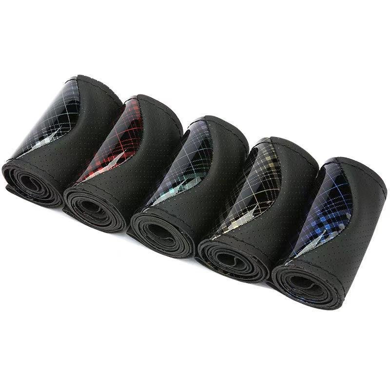 2021 Fashion DIY Hand Sewing Car Steering Wheel Cover Soft Anti slip Microfiber leather