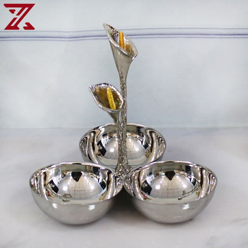 Customizable Metal Decoration Pieces Calla Lotus Armrest Dessert Bowl