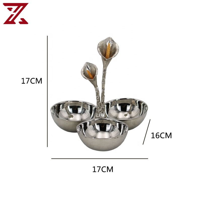Customizable Metal Decoration Pieces Calla Lotus Armrest Dessert Bowl