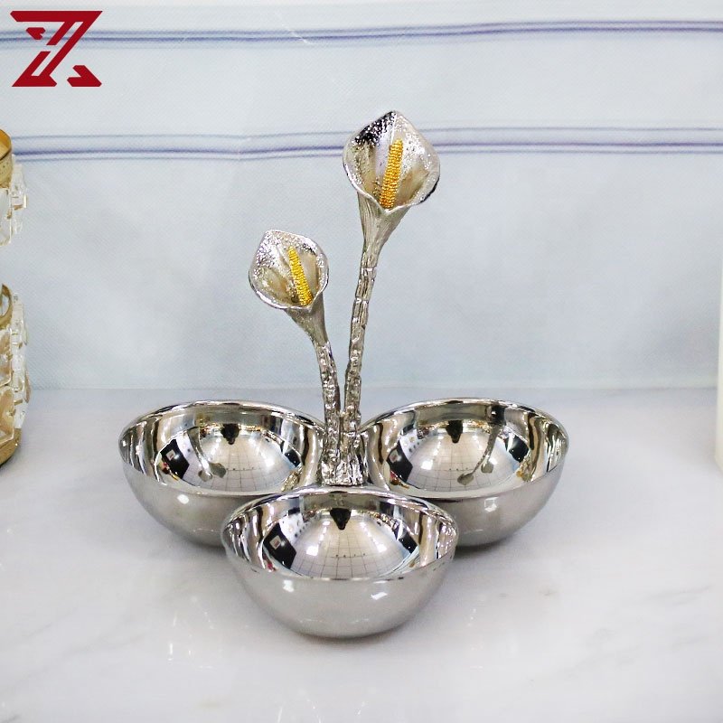 Customizable Metal Decoration Pieces Calla Lotus Armrest Dessert Bowl