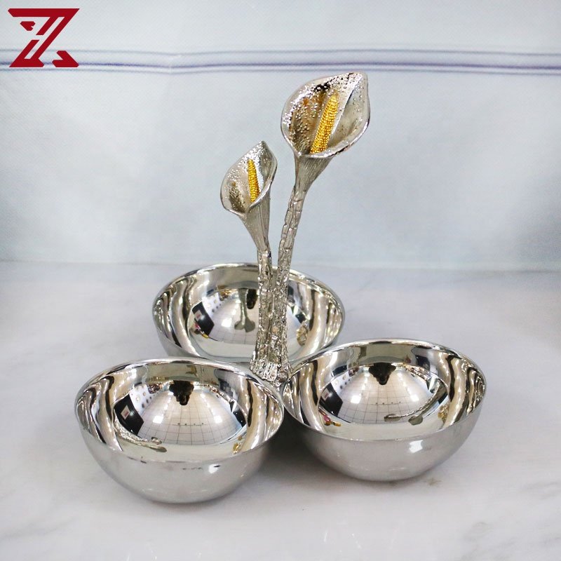 Customizable Metal Decoration Pieces Calla Lotus Armrest Dessert Bowl