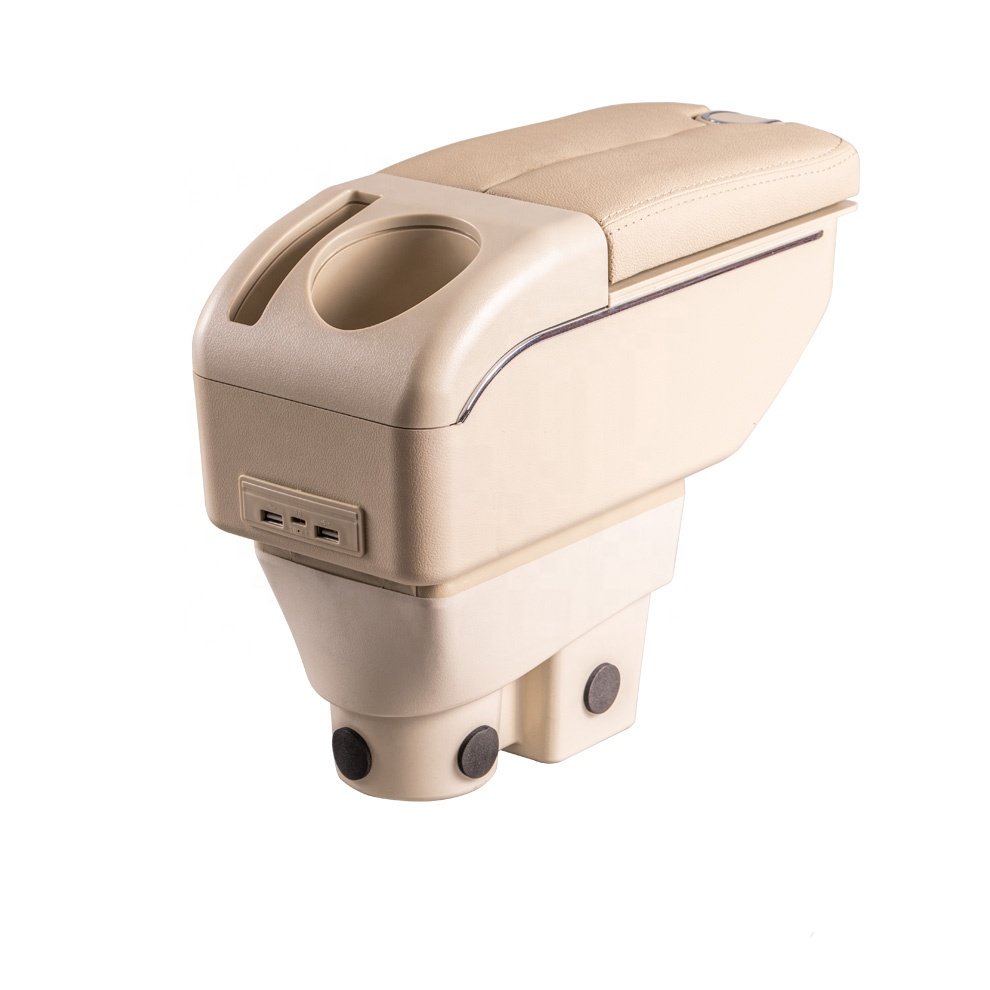 Hot Sell Car Interior Accessories Universal Luxury Leather Adjustable Extensible 7USB Charging Car Armrest Box With LED Light