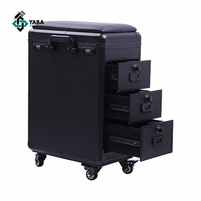 YABA Large Capacity Tattoo Trolley Case Easy Carrying Luggage Box with Silence Wheels and Handles Tattoo Armrest