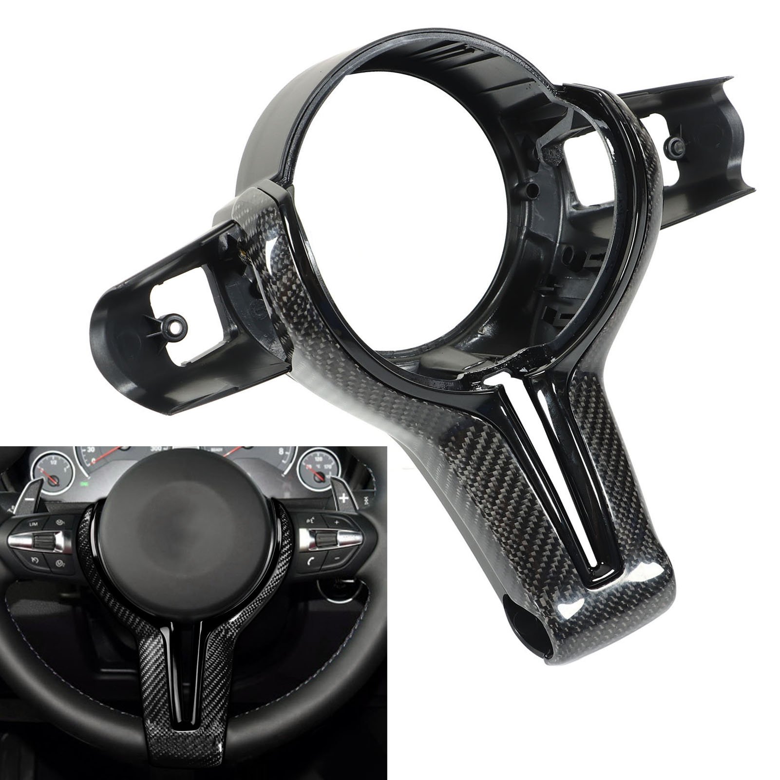 Carbon Fiber Center Trim Replacement For BMW F20 F22 F30 F32 F10 F06 F15 F16 F80 F87 Car Steering Wheel Cover Trim