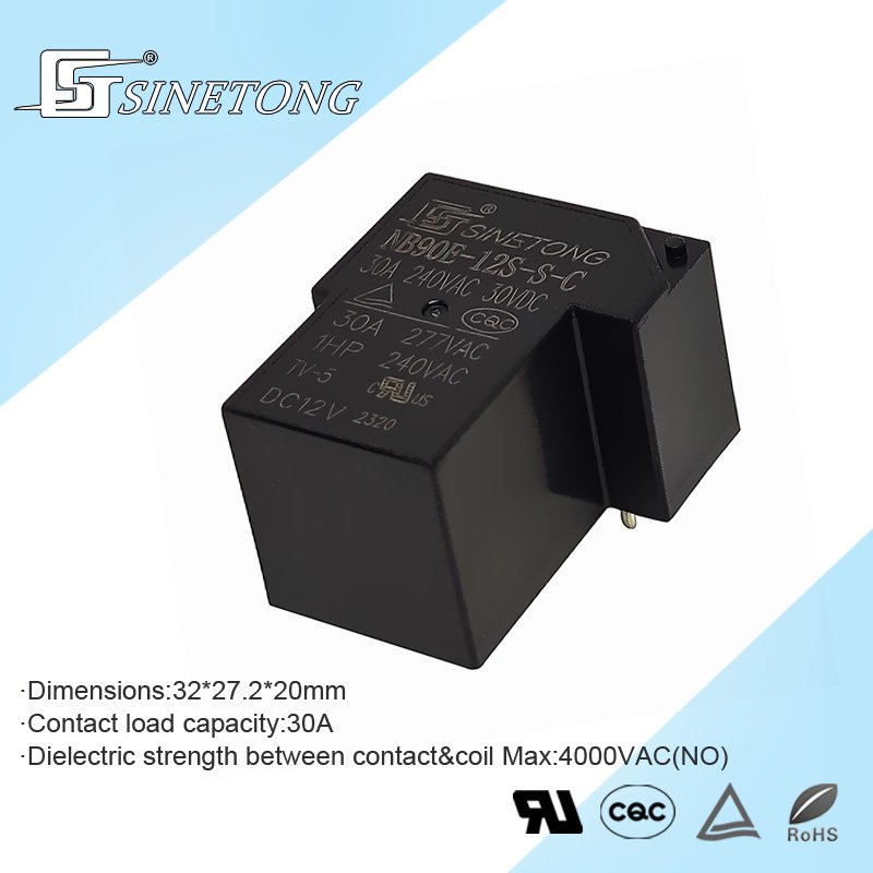 Sinetong NB90E-12S 12V 24V 1CO Power Relays 110V/220V Circuit Load 30A Electric Mini Relay for Welding