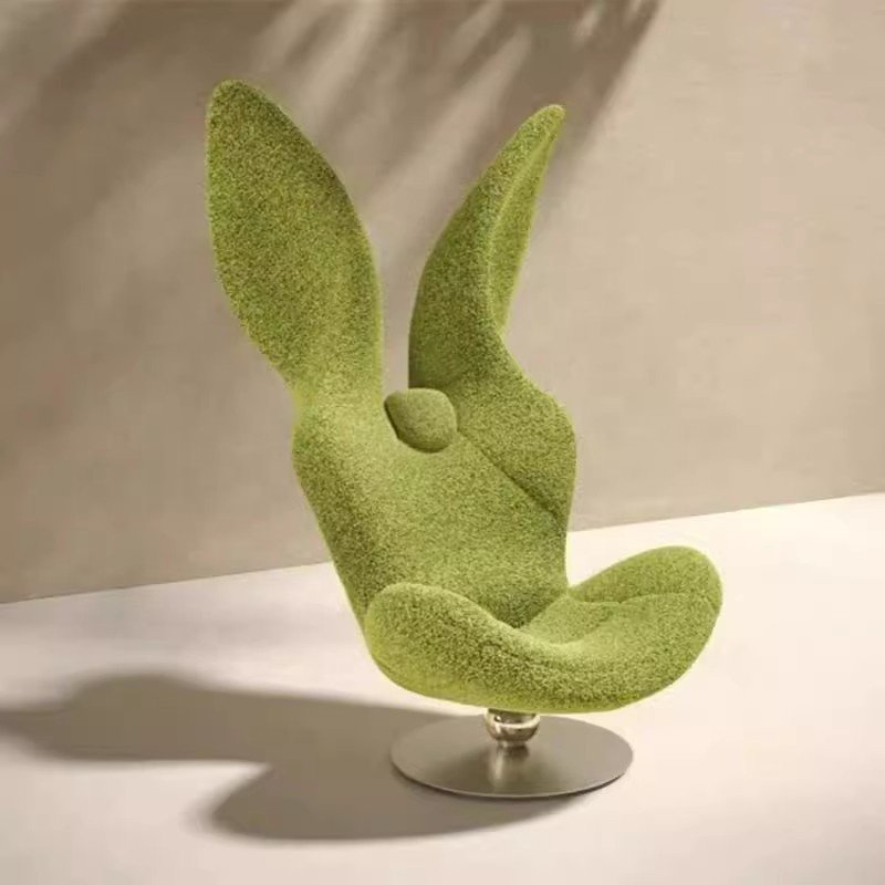 Nordic Creative Design Fiberglass Green Rabbit Leisure Chair Armrest Single Sofa Chair Living Room High Back Accent Lounge Chair