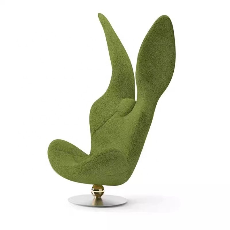 Nordic Creative Design Fiberglass Green Rabbit Leisure Chair Armrest Single Sofa Chair Living Room High Back Accent Lounge Chair
