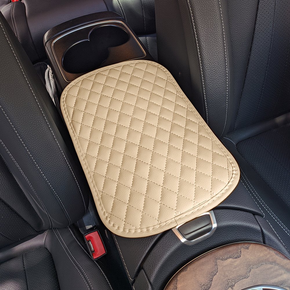Small Luxury Car Armrest Box Cover Custom PVC Leather Hand Cushion Best Quality Lattice Design Interior Accessory