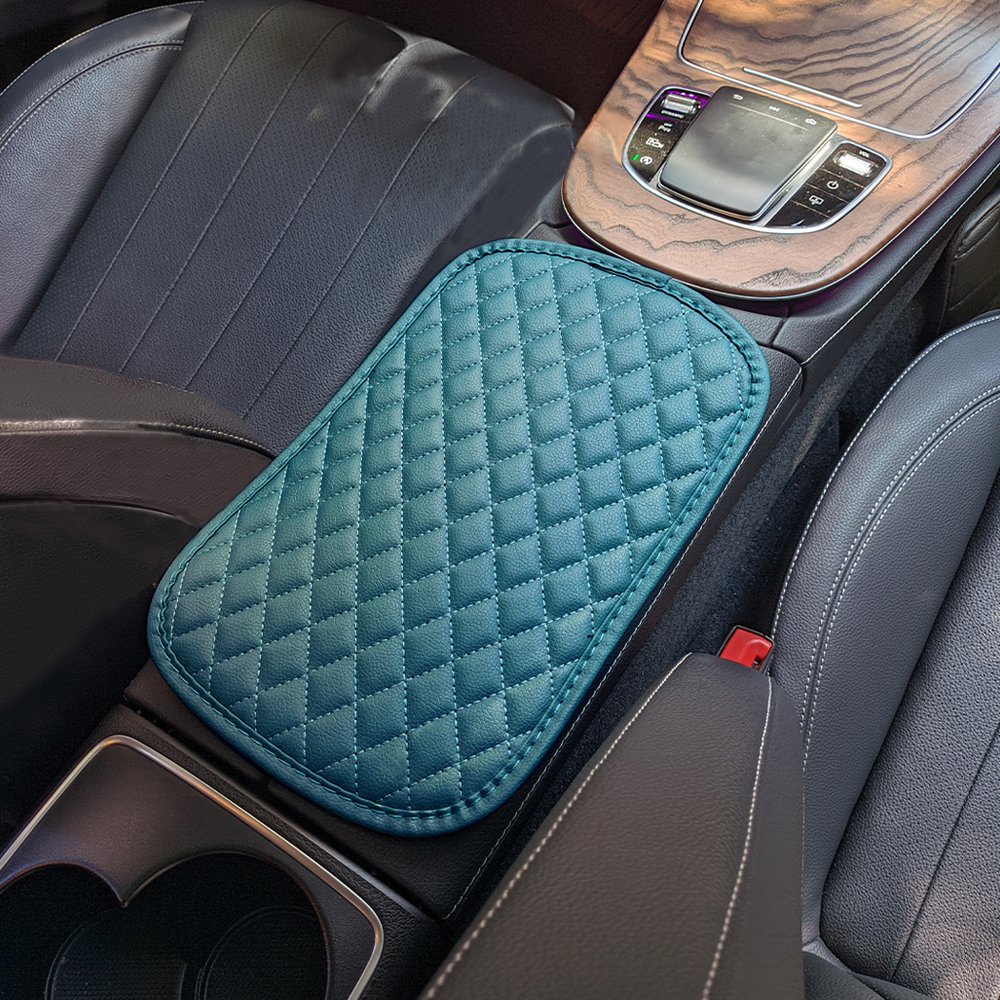 Small Luxury Car Armrest Box Cover Custom PVC Leather Hand Cushion Best Quality Lattice Design Interior Accessory