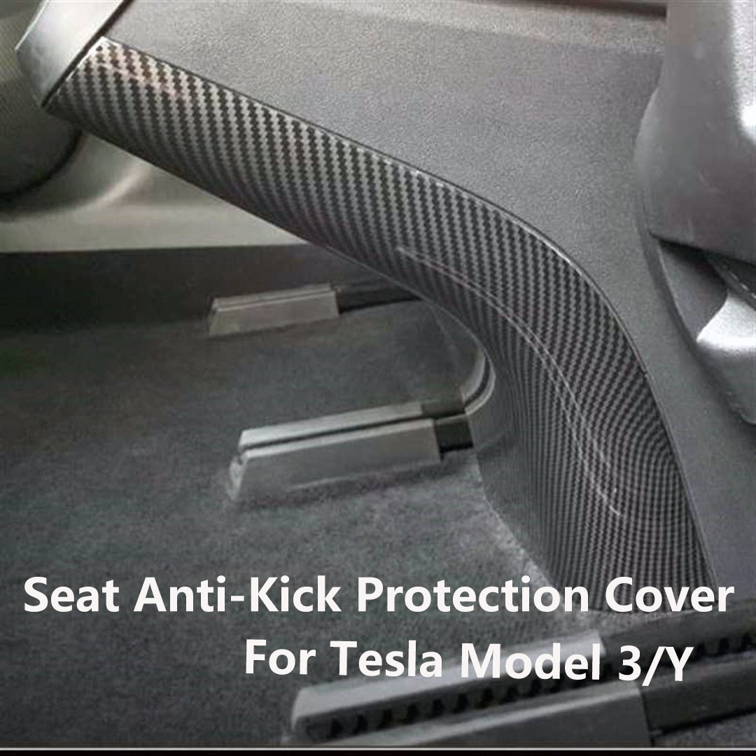 Matte Carbon Fiber for Tesla Model 3 Interior Armrests Box Rear Seat Anti-Kick Kickproof Protection Cover for Model Y