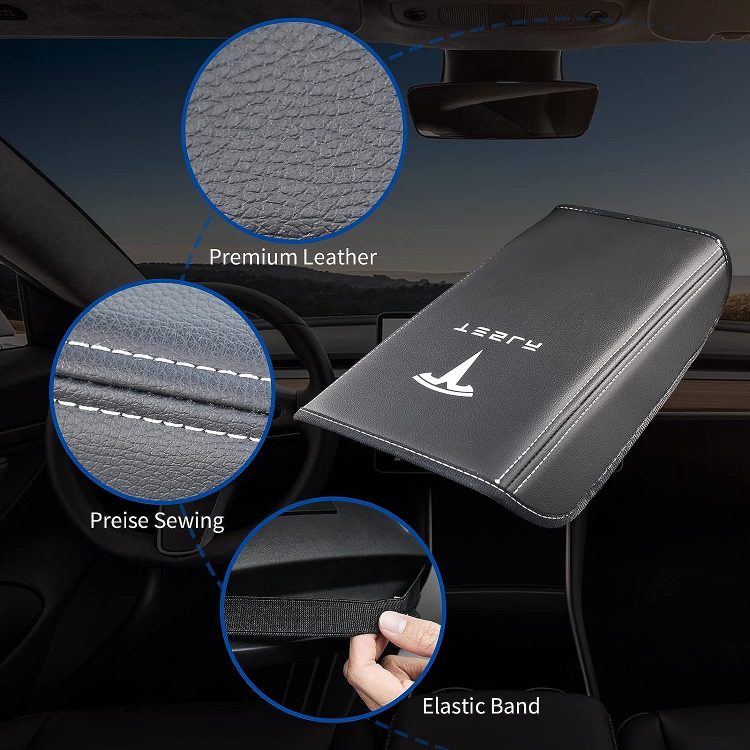 Tesla Model 3/Y Armrest Accessories Center Console Cover for Tesla - Car Armrest Box Cover Decoration Interior for Model 3 2017-