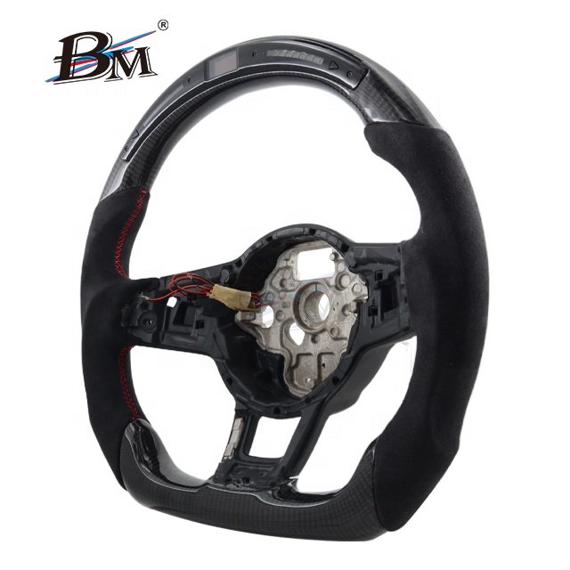 For VOLKSWAGEN Golf MK7/7.5 GTI R Series Carbon Fiber Black Suede Custom Steering Wheels LED Interior Accessories 2013-2020