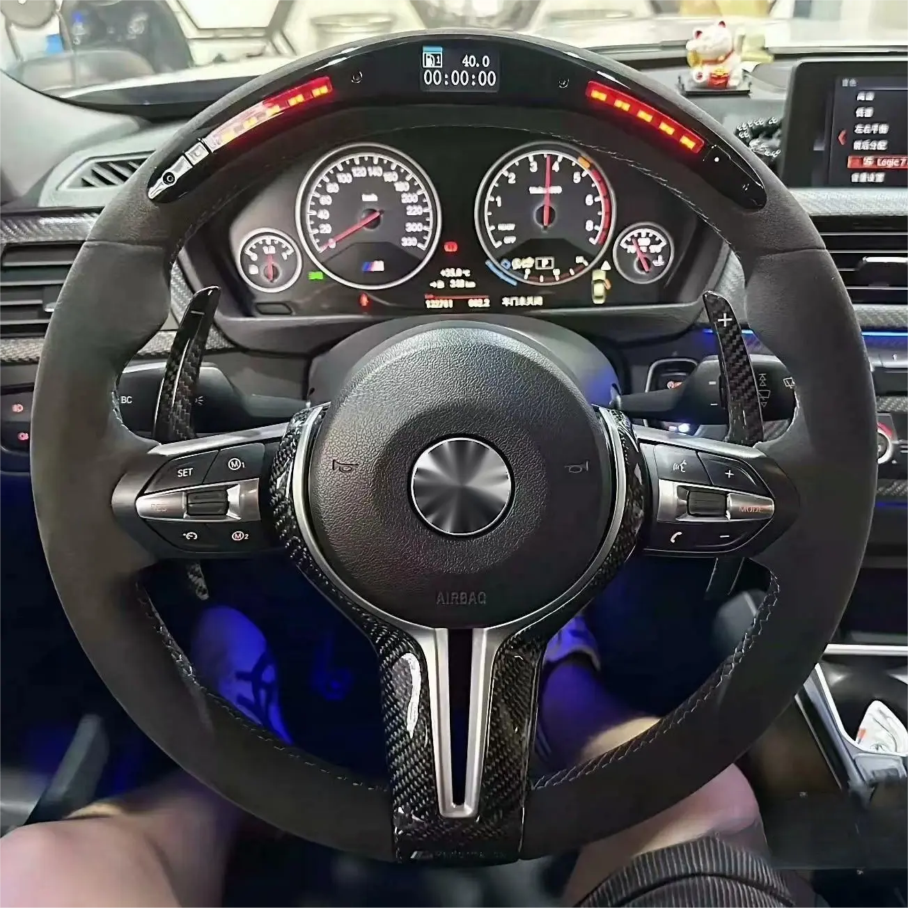 With Carbon Trim Led Full Alcantara M Performance Steering Wheel for BMW F01 F10 F11 F20 F22 F30 F32 F80 F82 F90 E92 E60 E88