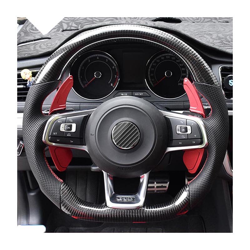 For VW MK6 MK7 MK7.5 GTI R Polo White Stitching Steering Wheel Assembly Carbon Fiber With Red Back Label Assembly Accessories
