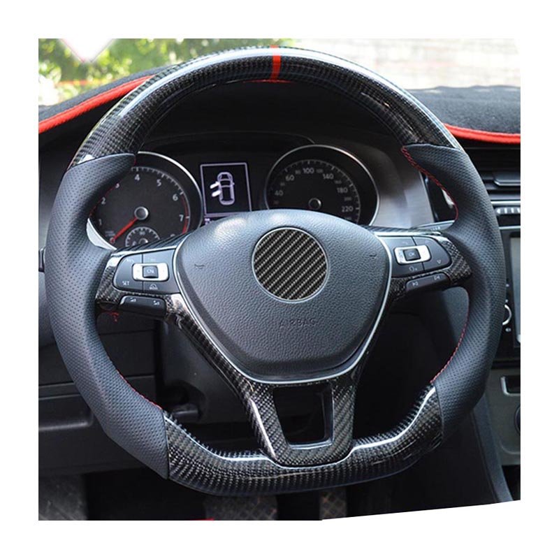 For VW MK6 MK7 MK7.5 GTI R Polo White Stitching Steering Wheel Assembly Carbon Fiber With Red Back Label Assembly Accessories